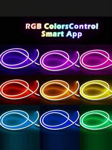 1PC 3.28 Ft-16.4ft RGB LED Neon Rope Light With Remote Control, Smart Color Changing DIY Mode Neon Flex Strip Lights For Bedroom Indoors Outdoors Decor LED Night Light Decorative Light DJ Atmosphere Light