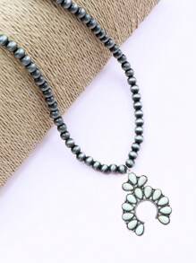 西部乡村风格复古绿松石装饰花朵吊坠项链，女士礼物 - 西部 - 查看 12