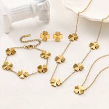 1 Set Fashionable Floral Design Necklace, Bracelet & Earrings Jewelry Set, Suitable For Women's Party, Daily Wear