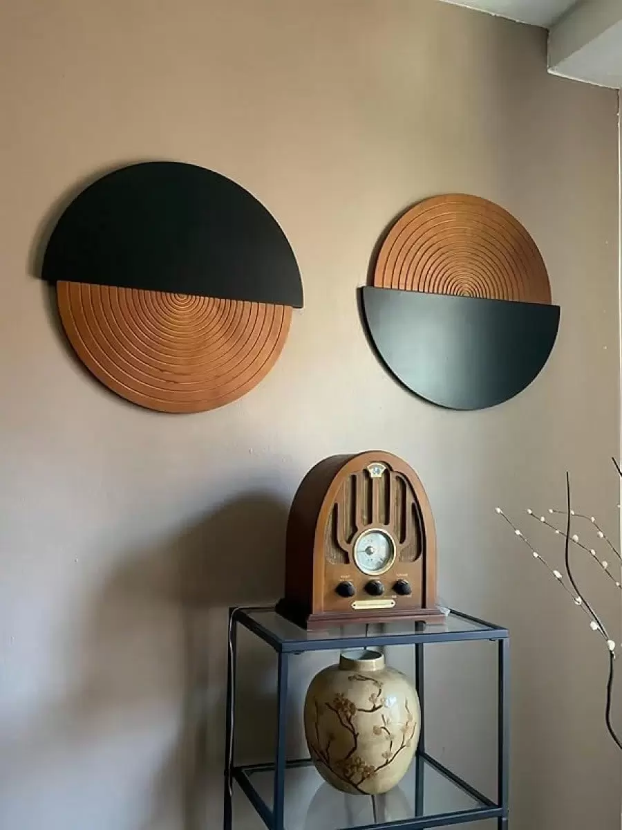 Wall Decor Living Room, Wood Wall Art Interior Modern Vintage Home Decor, Ideal For Bedroom Dining Room, Set Of Two Pieces - 白色 - 查看 1