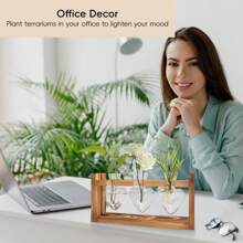 创意木质框架水培小花瓶植物玻璃瓶容器家居客厅办公室桌面摆件 - Love Bulb Vase - 查看 5