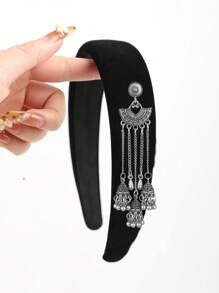1pc Bohemian Retro Style Elegant Vintage Look Polyester Fringes & Bells Wide Hairband, Retro Sponge Headband, New Chinese, Suitable For Daily Wear, All Season,Hairband,Hair Hoop Headbands ,Head Piece Hair Accessories Head Accessories - Multicolor - View 17