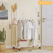 1pc Heavy Duty Portable Garment Rack With Dual Hanging Rods & Hat Hooks - Rolling Clothes Rack, Space-Saving Design For Bedroom, Living Room, Laundry Room - Sturdy Metal/Plastic Construction, Easy Mobility & Storage - Ideal For Home, Travel, Durable Independent Wardrobe Organizer