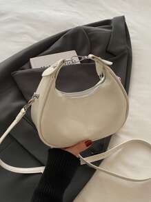 New Spring/Summer Fashion Crescent Handbag, Classic Solid Color PU Material Zipper Closure Tote Bag, Suitable For Attending Banquets, Gatherings, Queuing Festivals And Other Occasions, A Must-Have Stylish Bag - Multicolor - View 11