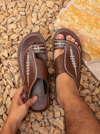 Men's Arabic Style Comfortable Slippers, Formal Slides Sandals