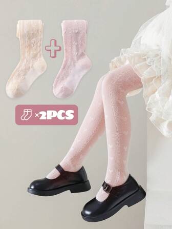 2 piezas Leggings/Mallas ligeros y transpirables versátiles para niñas, de verano