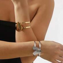 1pc Elegant Heart-Shaped Smooth Bangle Bracelet, Minimalist & Versatile Design For Women