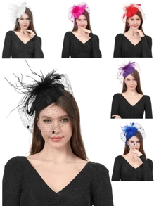 YBYR Fascinators Hats 20s 50s Hat Pillbox Hat The Jockey Club Tea Party Headwear With Veil For Girls And Women Halloween
