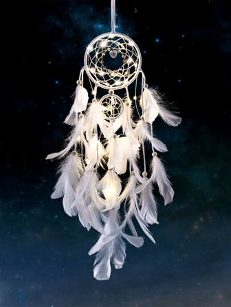 1pc Cute Heart Dream Catcher Wind Chime Decor, Bedroom Hanging Ornament, Romantic Mori Style, Artificial Feathers Room Decors Garden Decor Wedding Decor Home Decors