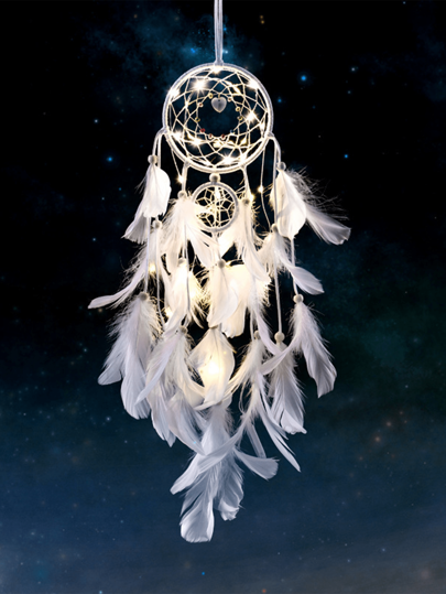 1pc Cute Heart Dream Catcher Wind Chime Decor, Bedroom Hanging Ornament, Romantic Mori Style, Artificial Feathers Room Decors Garden Decor Wedding Decor Home Decors