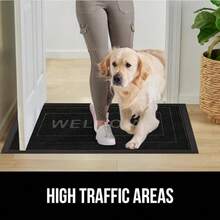 GORILLA GRIP 100% Impermeable Alfombra de Entrada WeatherMax para Todas las Estaciones, Diseñada en EE. UU., Caucho Natural, Resistente a Manchas y Desvanecimiento, Alfombras de Entrada de Bajo Perfil para Interior y Exterior, Fácil de Limpiar, 17x29 Diamante Gris - Bienvenida negra - Ver 7