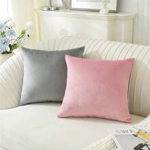 CYCMACO Sofa Cushion Covers 2 Piece Velvet Sofa Cushion Cover With Invisible Zipper Soft And Washable, Cushion Covers For Living Room And Bedroom Living Room Bed - 粉色 - 查看 6