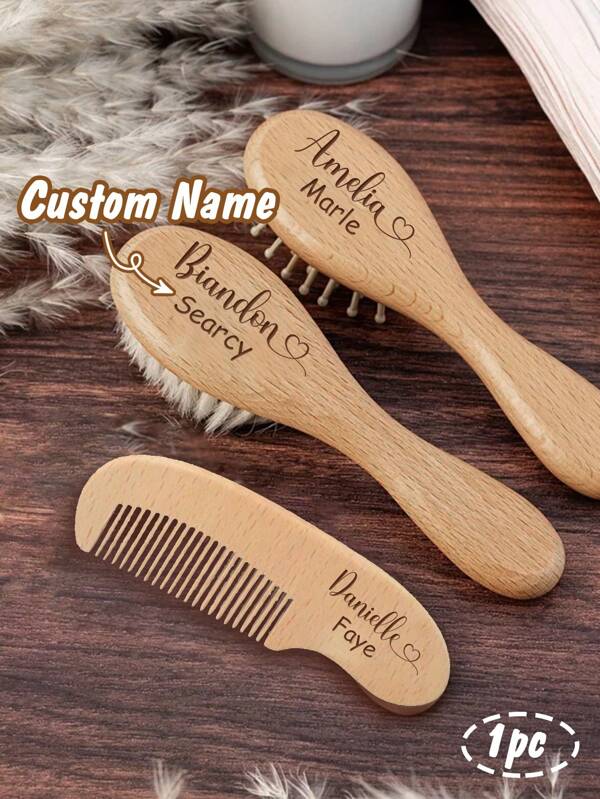 Personalized Baby Gifts,Custom Name Baby Brush And Comb Set,Customized Wooden Baby Brush,Customizable New Baby Gifts,Baby Gifts For Girls,Baby Gifts For Boys,Baby Set,Baby Keepsake Gifts,Name Airbagcomb,Birthday Gifts, Memorial Gifts,1st Birthday Gifts,Boys,Girls,Babies,Children,Newborns Back To School
