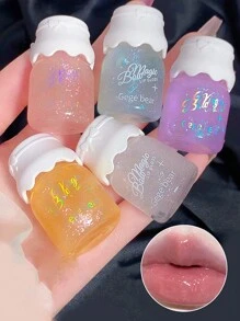 蝴蝶结牛奶罐唇彩保湿镜面水润光泽细腻闪烁嘟嘟双唇，日常使用，个人唇部护理 - 彩色 - 查看 1