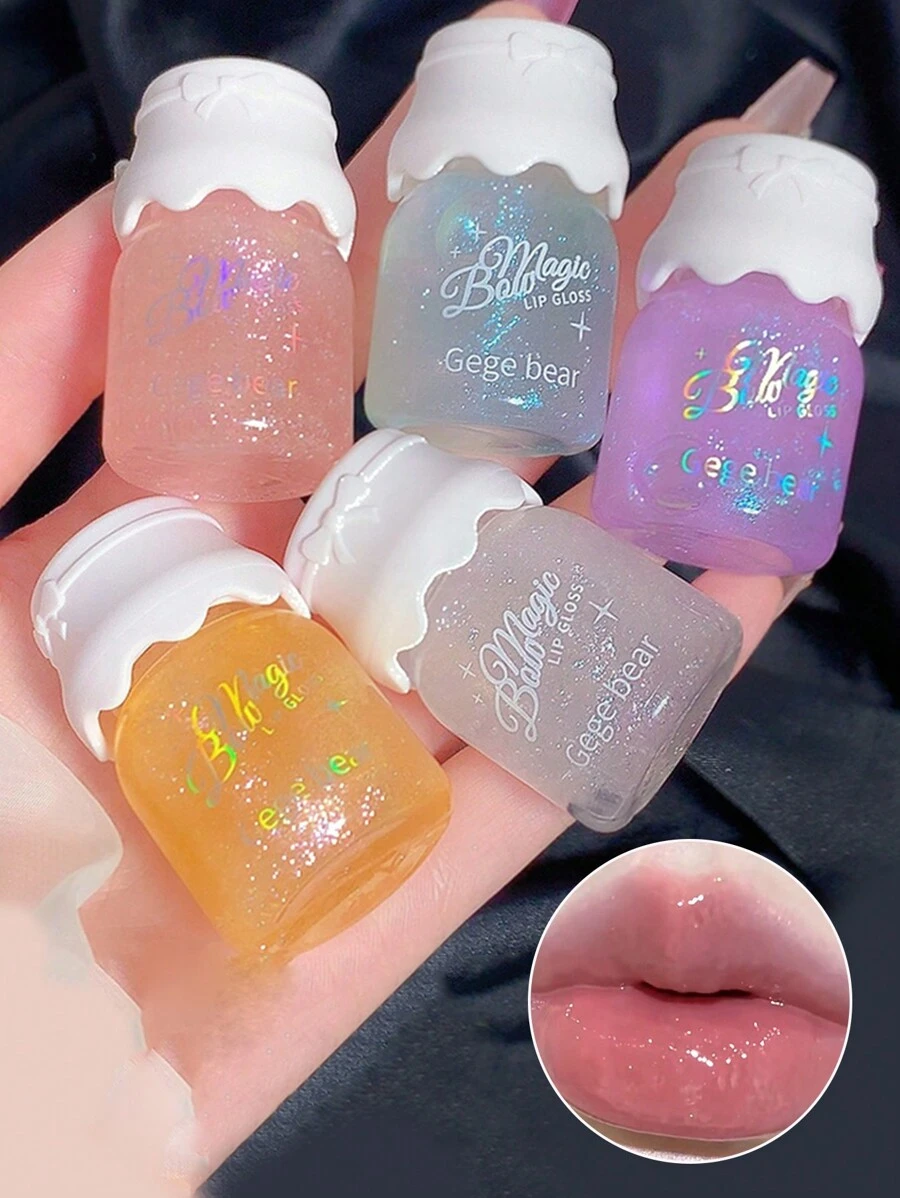 蝴蝶结牛奶罐唇彩保湿镜面水润光泽细腻闪烁嘟嘟双唇，日常使用，个人唇部护理 - 彩色 - 查看 1