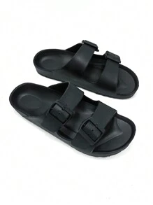 Męskie, oddychające, jednokolorowe, wsuwane sandały z płaskim paskiem, w dużych rozmiarach, idealne na letnie okazje, do uprawiania sportu na świeżym powietrzu, na wakacje, na podróż, jako prezent na ukończenie szkoły, jako dodatek do sukienki urodzinowej, jako klapki pod prysznic