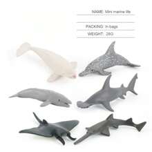 Whale Shark Narwhal Orca Sperm Whale Children's Mini Static Simulation Marine Life Whale Model Collection Artwork - Multicolor - View 3