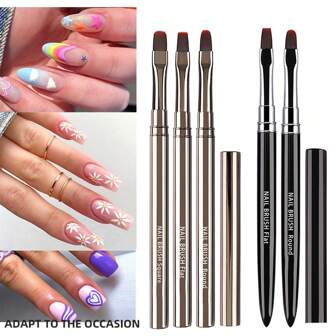 1 件/2/3 件美甲刷套装，用于凝胶抛光的美甲设计刷，指甲油刷和清洁刷，美甲点画工具 3D 美甲装饰刷，用于 DIY 美甲