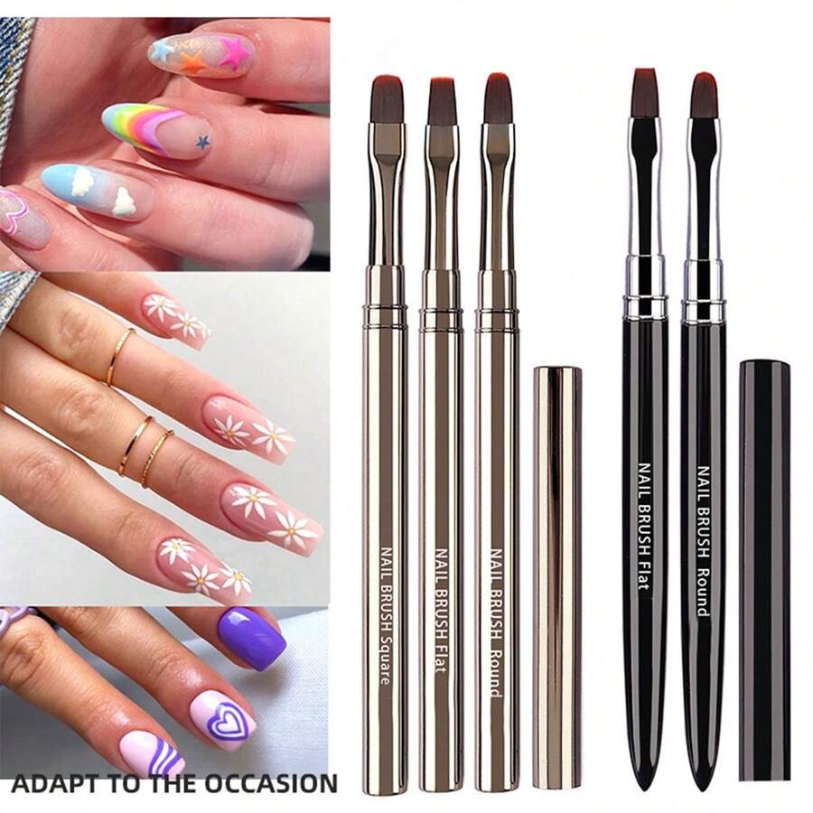 1 件/2/3 件美甲刷套装，用于凝胶抛光的美甲设计刷，指甲油刷和清洁刷，美甲点画工具 3D 美甲装饰刷，用于 DIY 美甲