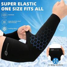 BHYTAKI 6 Pairs UV Sun Protection Arm Sleeves, UPF 50 Sports Cooling Arm Compression Sleeves For Men Women Teenager - 黑色 - 查看 11