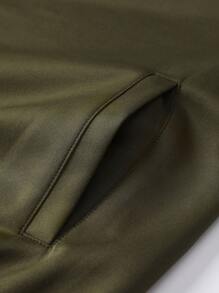 男士巴黎字母图案和彩色条纹印花飞行员夹克，配有松紧腰慢跑裤，两件套，适合春秋季休闲户外日常穿着 - 彩色 - 查看 7