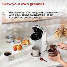 Pod Compatible Single Serve Coffee Maker With Reusable Pod And Bold Setting, 8-12oz, 40oz Reservoir, White - 白色 - 查看 5