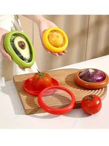 1-4pcs Silicone Fruit Storage Box, Reusable Fruit And Vegetable Storage Containers, Fridge Keep Fresh Stretch Storage Pod With Lid For Lemons Garlic Tomato Peper Potatoes - Multicolor - View 8