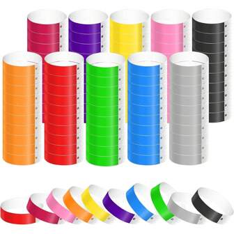 300Pcs Colorful Paper Bracelets For Events, Waterproof Paper Wristbands, Neon Party Wristbands, Identification Wristbands For Activities Game Birthday Halloween Christmas Thanksgiving Party