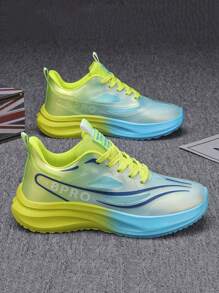 大码男士轻便透气缓冲系带运动鞋 - 舒适步行鞋 - 休闲跑步鞋，情侣款，轻便，透气防滑，减震，外底 - 青綠色 - 查看 1