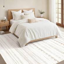 Alfombra de área Nakagishi para sala de estar: 5x7 lavable, boho, grande, neutra, de granja, suave, marroquí, resistente a las manchas, alfombra interior para dormitorio, guardería, sala de juegos para niños, oficina, comedor, decoración del hogar - Marrón - Beige Marrón - Ver 6