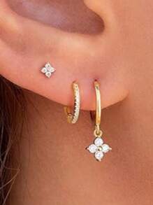 14K Gold-Plated Thick Hypoallergenic Tiny Diamond Cartilage Hoop Earring, Cute Cubic Zirconia Pendant Jewelry Gift