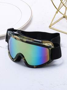 1 pereche de ochelari unisex cu ramă mare pentru PC, ochelari sport cu lentile de vedere nocturnă, ochelari de schi casual cu acoperire oglindită, potriviți pentru purtarea peste ochelari de vedere cu prescripție medicală, pentru schi, motociclete, curse off-road și sporturi în aer liber