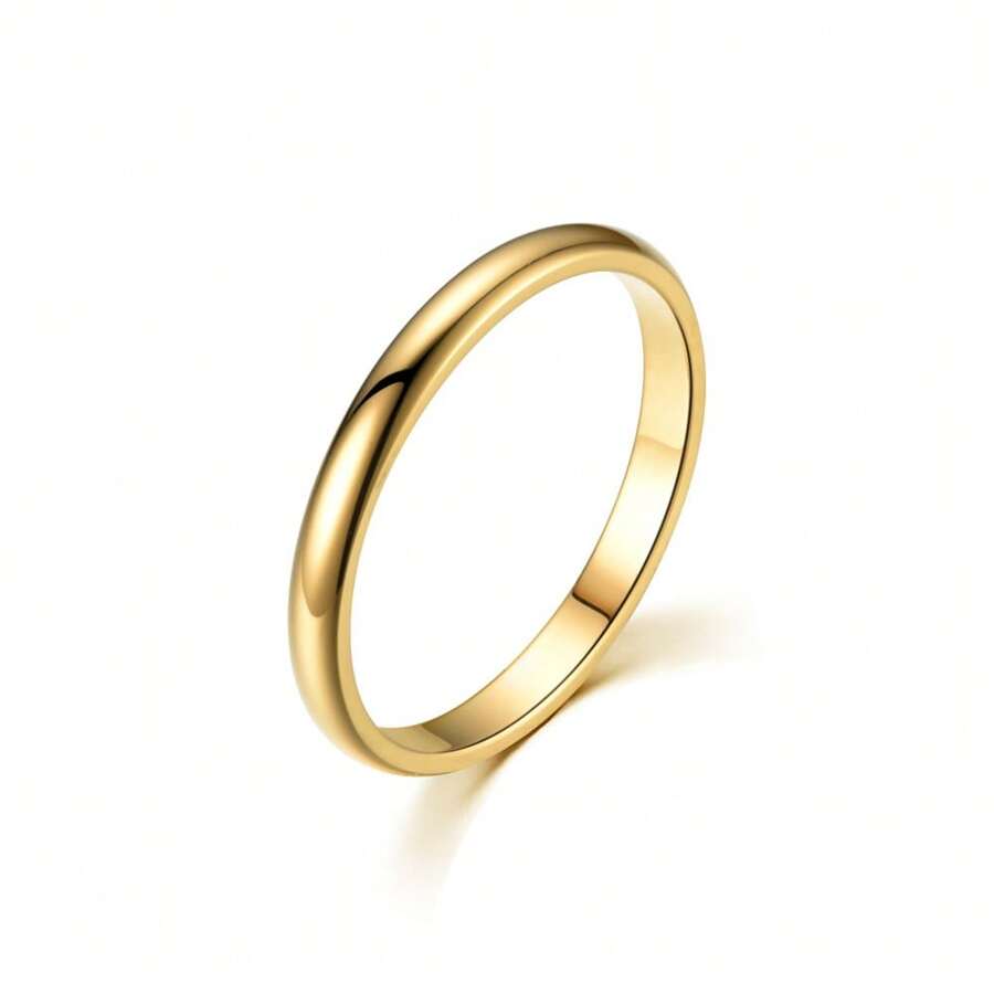 Anillo delgado de acero inoxidable de 2 mm, diseño minimalista, adecuado para uso diario para hombres y mujeres - Multicolor - Ver 1