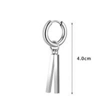 1 件钛钢男士个性化时尚环形耳环/夹 - 矩形双棒耳环 - 銀色 - 查看 5