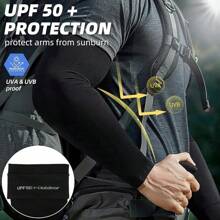 BHYTAKI 6 Pairs UV Sun Protection Arm Sleeves, UPF 50 Sports Cooling Arm Compression Sleeves For Men Women Teenager - 黑色 - 查看 1