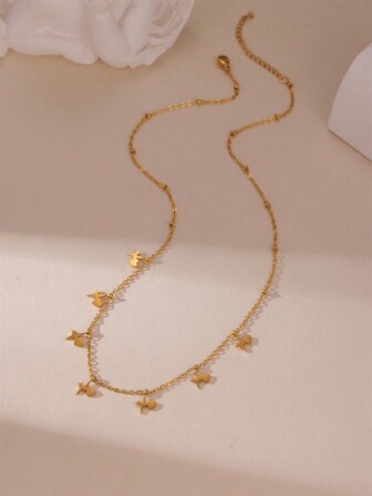 MESTILO 1 件 18K 不锈钢 EKG 心跳蜻蜓美元符号单层项链，优雅女士日常和节日配饰