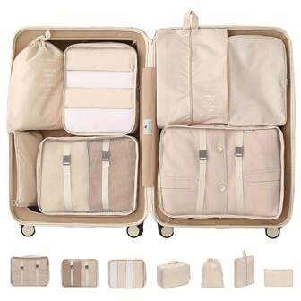 7 stuks grote capaciteit reisorganizer tassen, waterdichte draagbare inpakblokjes voor kleding, broeken, schoenen, sokken, koffer opbergorganizer, Boho Vibes