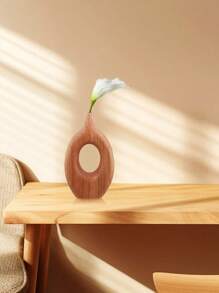 1 件复古木制花瓶，质朴底座形状，装饰艺术家居装饰，北欧风格桌面花瓶，适合客厅 - 1pc - 查看 8