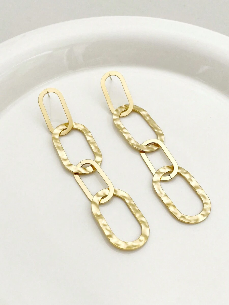 1 对个性化时尚简约小众设计配饰不锈钢铁链拼接流苏耳环适合女性日常佩戴和节日礼物