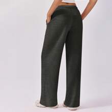 Women's Lined Sweatpants High Waisted Baggy Wide Leg Sweat Pants For Women Casual Drawstring Workout Pants - 深灰色 - 查看 4