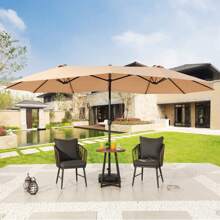 9 X 15 Ft. Steel Market Patio Umbrella - 米色 - 查看 1