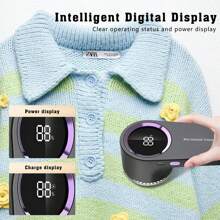 Fabric Shaver, Fluff Remover, Rechargeable Electric Lint Remover, Portable Sweater Defuzzer With LED Display For Removing Fuzz On Clothes, Sweaters, Blankets, Sofas