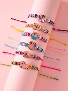 6pcs Adorable Summer Capybara Alloy Soft Clay Handcrafted Adjustable Girls Bracelet Chain - Multicolor - View 6