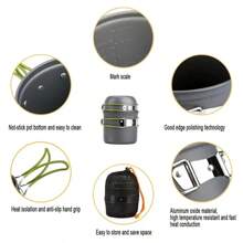 Camping Cookware Mess Kit Ultralight Camping Pot Set Outdoor Cooking Tableware For Hiking Trekking Picnic Fishing Mountaineering - 1套 - 查看 5