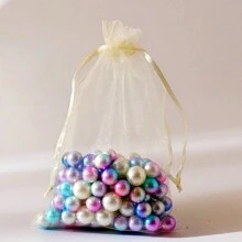 10/50/100pcs Ivory Gift Bags, Ivory Organza Candy Bags For Tableware, Various Holiday Party Packaging Supplies, Holiday Home Supplies, Holiday Wedding Party Gift Packaging Supplies
