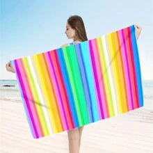 1 pieza Toalla de playa extra grande, extra grande, súper absorbente, manta de playa de fibra suave, artículo esencial de verano, a prueba de viento, a prueba de sol, playa, fiesta, viaje seco, camping, accesorio de playa, regalo de vacaciones