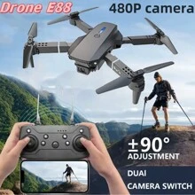 Drone E88 Foldable Remote Control Four-AxisDrone With Camera, WiFi FPv Real-Time Video, Height Hold, 3D Flip, Application Control, Multi-Battery Accessories Random Distribution, Christmas / Thanksgiving Gift - Black - View 7