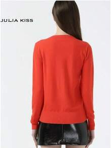 1970 JUMPER PULLOVER BELLA DESIGNER BLACK ORANGE WOMEN Long Sleeved Knitted Tops - 橘色 - 查看 4