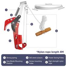4m red splicing pole, branch pruning and pruning, high branch saw (10 sections)+2 pulleys - Rot - Übersicht 3
