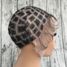 1Pc Braided Full Lace Wig Cap For Crochet Braids Embroidery 99 113 120 Sections Full Double Lace Braided Wig With Baby Hair Suitable For DIY Making Crochet Wigs Easy To Handle Premade Square Patten Lace Front Crochet Cap For Add Crochet Hair Braided Wig Cap - 黑色 - 查看 4